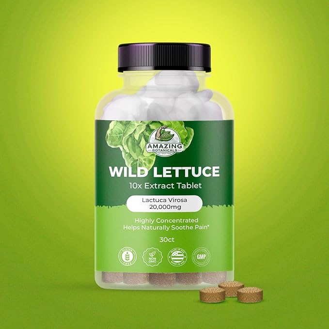 Wild Lettuce Extract Tablets 10X (30 Tablets) 2,000MG Each | Lactuca Virosa | Sleep Support | Helps Naturally Soothe Pain