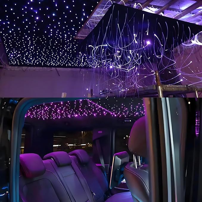 AKEPO Small Size 16W RGBW APP Twinkle Music Activated Fiber Optic Lights, 550pcs 0.03in 13.1ft/4m Optical Fiber Star Ceiling Light Kit for Car Headliner Star/Home