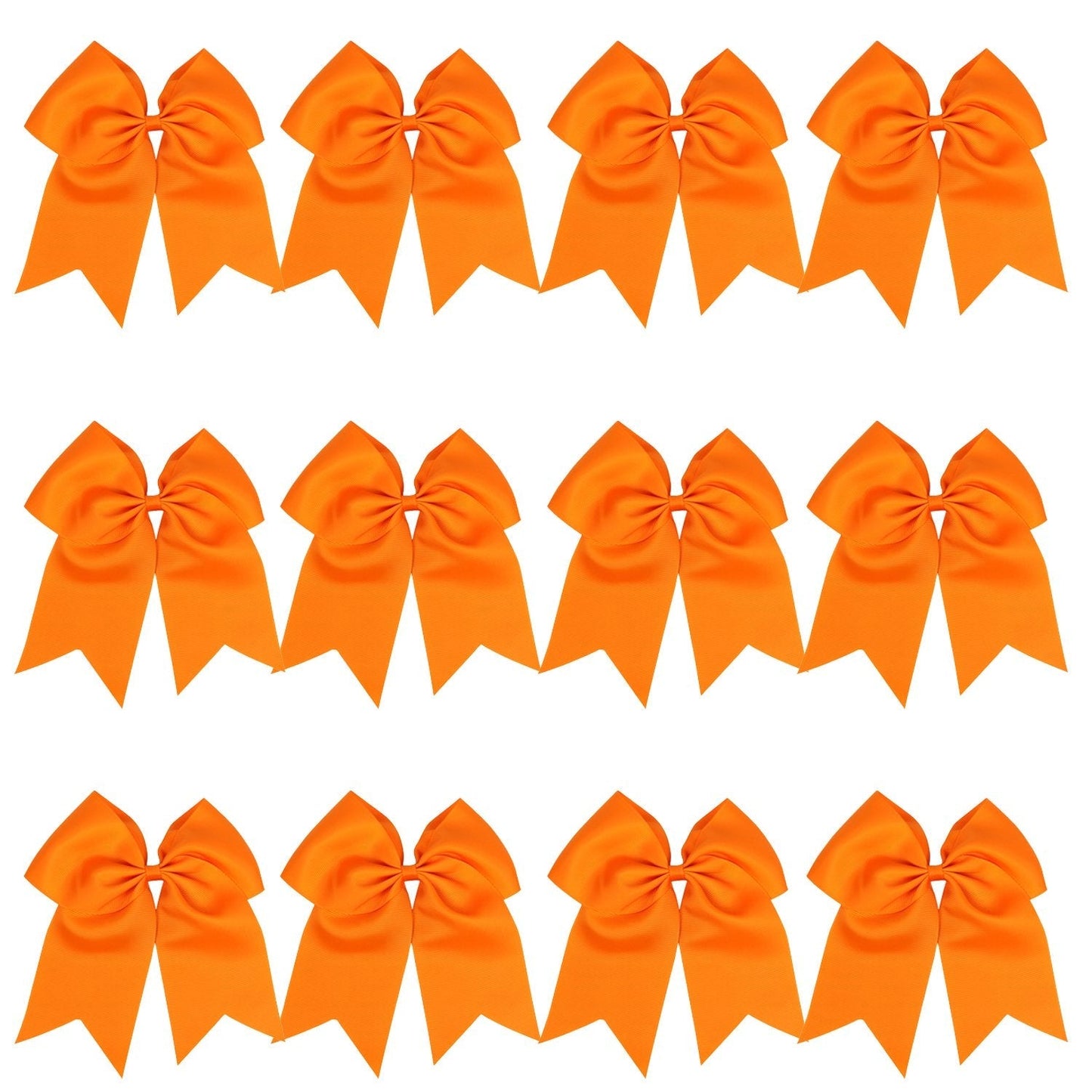 8 Inch Cheerleader Bows Ponytail Holder Cheerleading Bows Hair Tie(Orange)