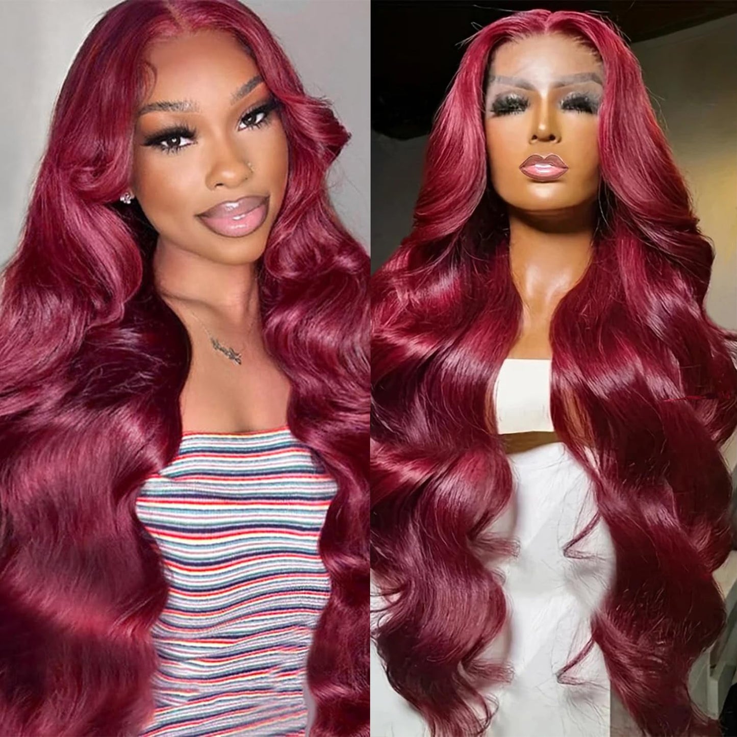 Royal Impression 30 Inch 99J Burgundy Lace Front Wigs Human Hair 13X4 Body Wave Human Hair Lace Front Wigs For Women 180% Densit