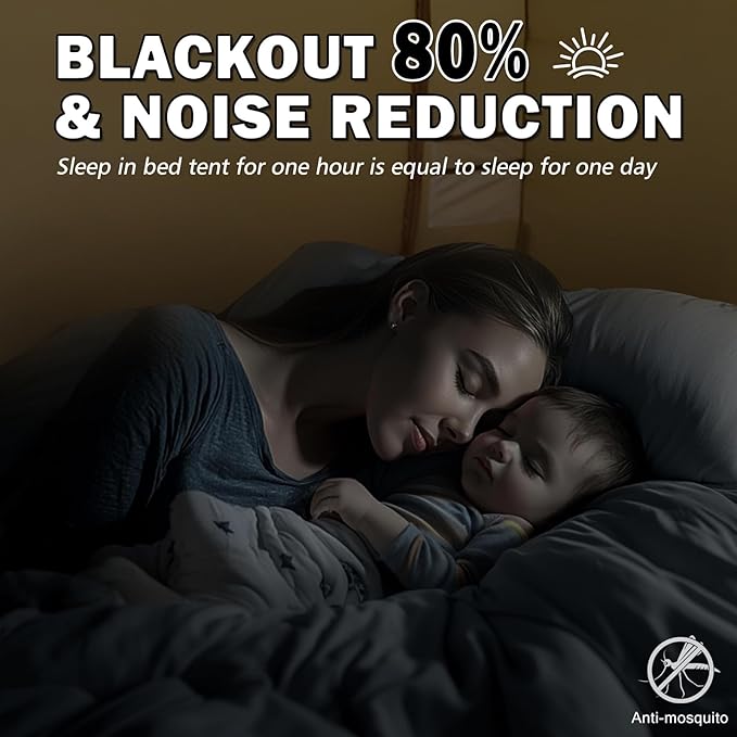Bed Tent Bed Canopy Full Size Tents for Adult and Kids- Original Design Portable Dream Tent Indoor Sleeping 80% Blackout with 3 Doors Breathable Big Space Tents