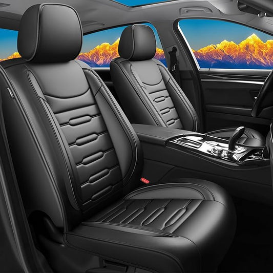 Fit Insight Car Seat Covers for Honda Insight 2010-2021 2022-Upgraded Premium Waterproof & Breathable Leather, Airbag Compatible, All-Weather Seat Cushion Protector (Full Set, Black)