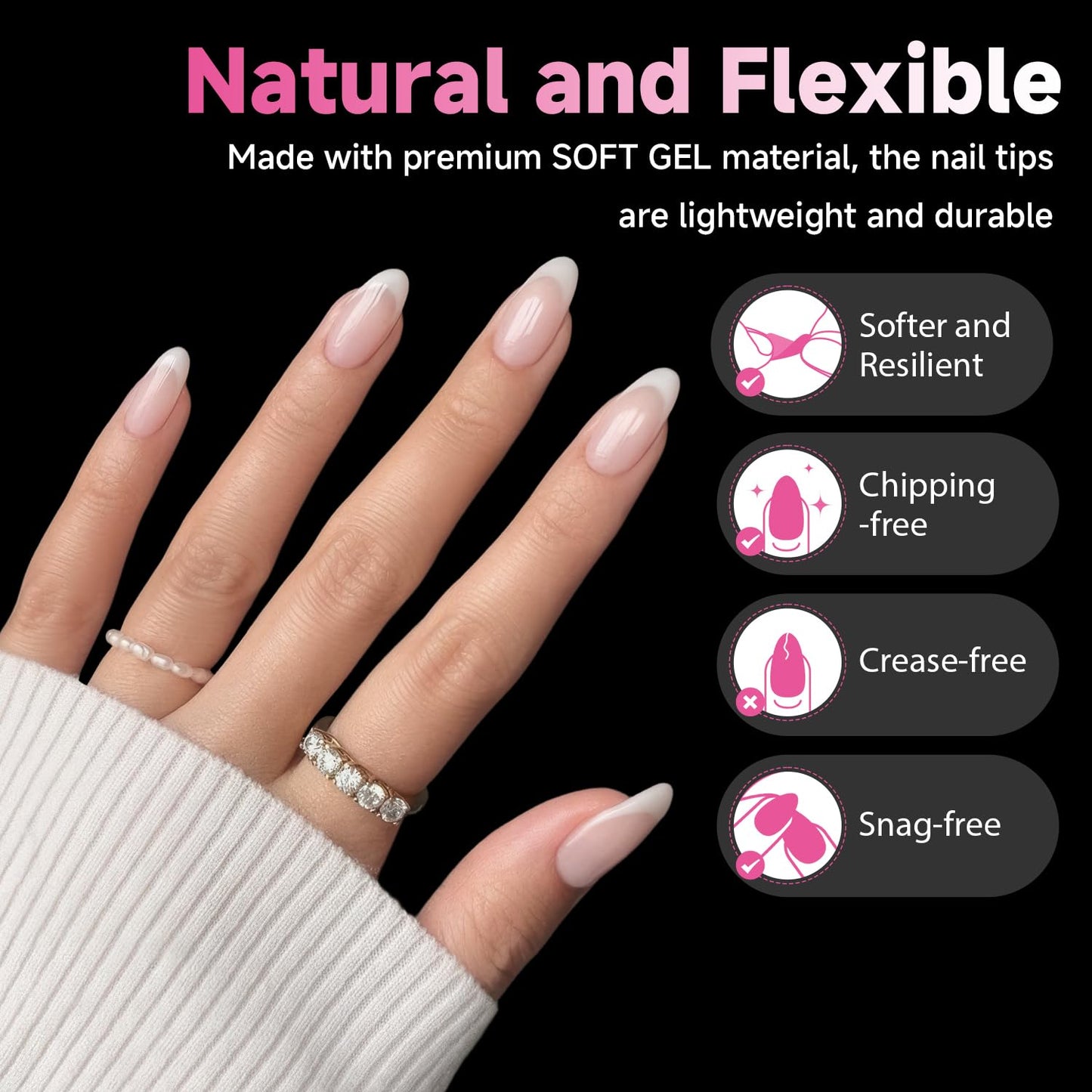 UNA GELLA Square Toe Nail Tips | 504 Pcs Soft Gel Full Cover | DIY Pedicure