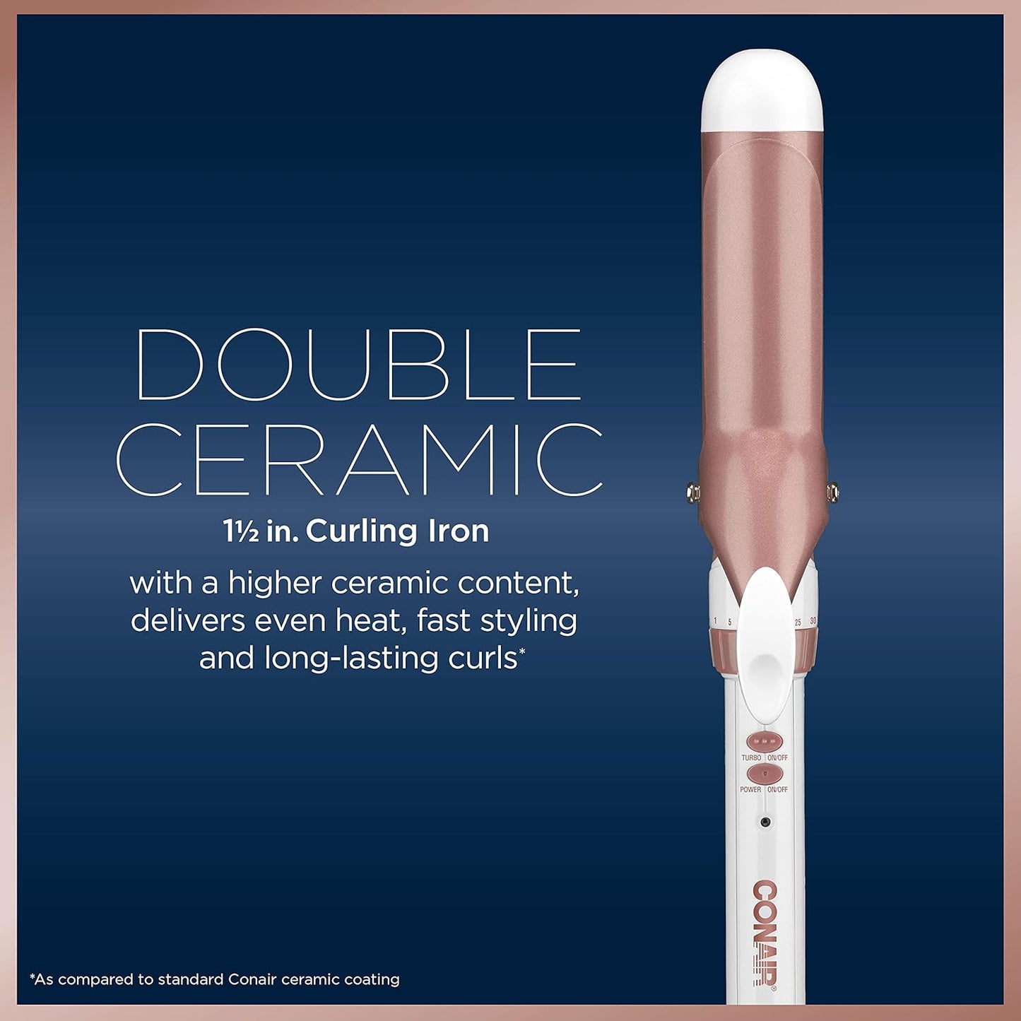 Conair Double Ceramic 1-Inch Curling Iron | Classic Curls | White/Rose Gold