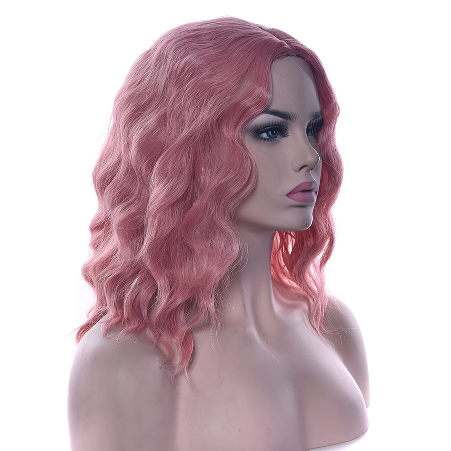 Imissu Short Afro Curly Hair Wigs Cosplay Wig Halloween Costume Party Headwear For Women (Pink)