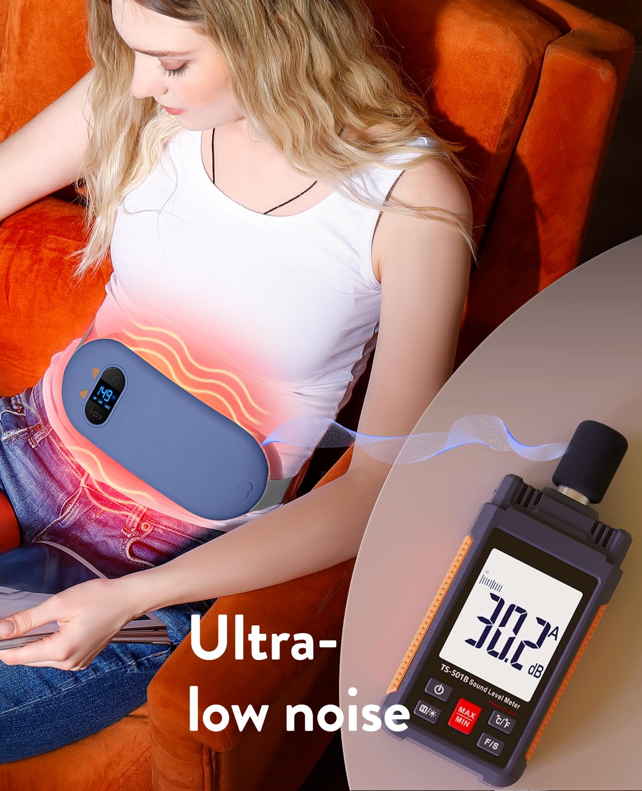 Portable Heating Pad for Period Cramps: Cordless Menstrual Heating Pad with 6 Heat Levels and 6 Massage Modes, 3s Fast Heating Gift for Women and Girl(Pink)