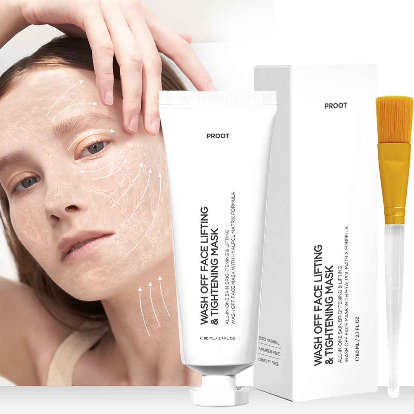 Skin Tightening All-In-One Wash Off Face Lifting Mask With Hyalpol Matrix Age-Defying Formula | Tube-Type, Long-Lasting Mask | N