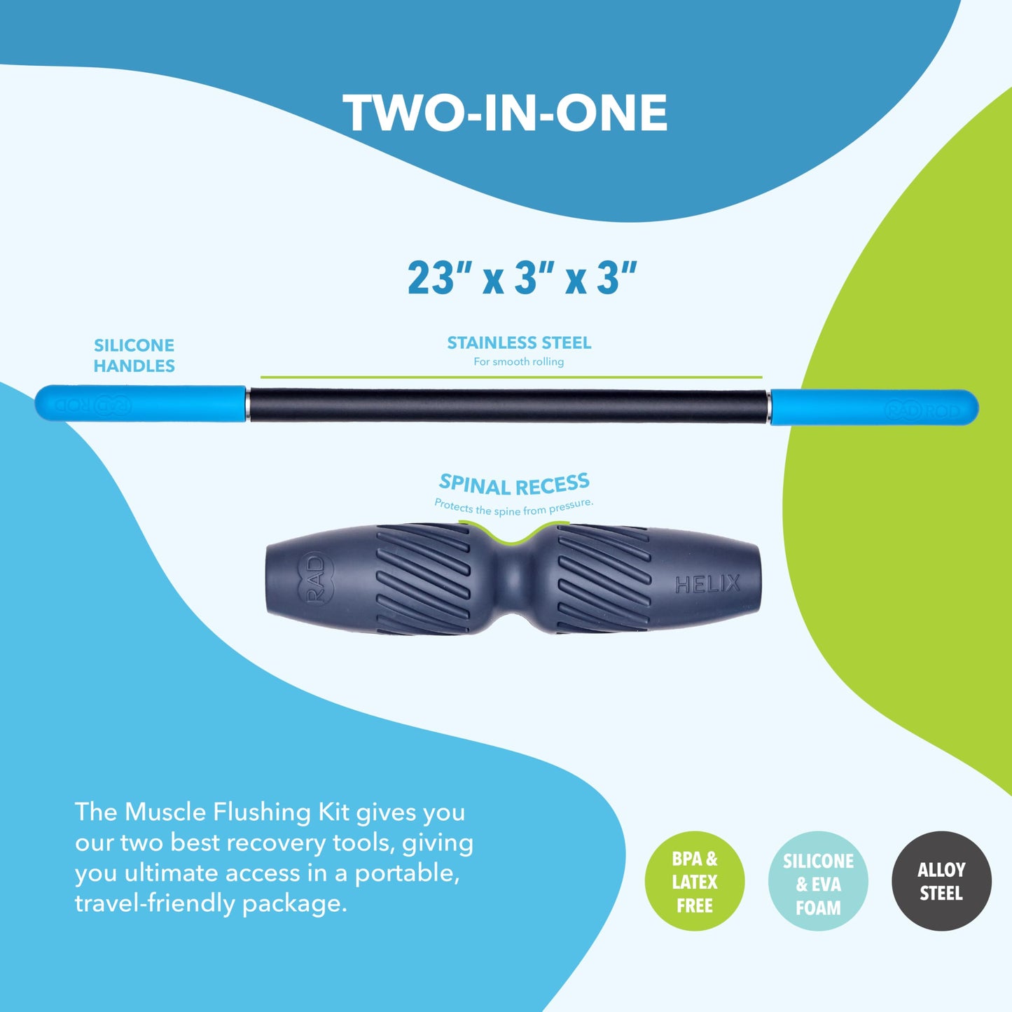 RAD Rod Mini – Compact Deep Tissue Massage Roller Stick – Travel-Ready Myofascial Release Tool for Legs, Back, Neck, Arms & Shoulders – Muscle Roller for Mobility & Recovery