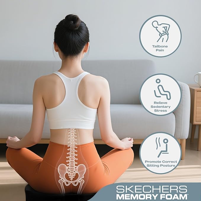 Skechers Seat Cushion Memory Foam,Donut Pillow Office Chair Cushion for Tailbone Pain Relief,Butt Pillow for Office Chair,Car seat Cushion,Long Sitting Office Workers,and Car Drivers,Blue