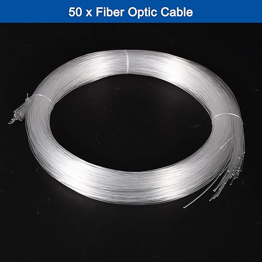 MECCANIXITY 50Pcs 9.8ft PMMA Mixed Fiber Optic Cable Strands 0.03 Inch Side Glow LED Illumination Crystal Cables Car Atmosphere Lights for Star Sky Roof Ceiling
