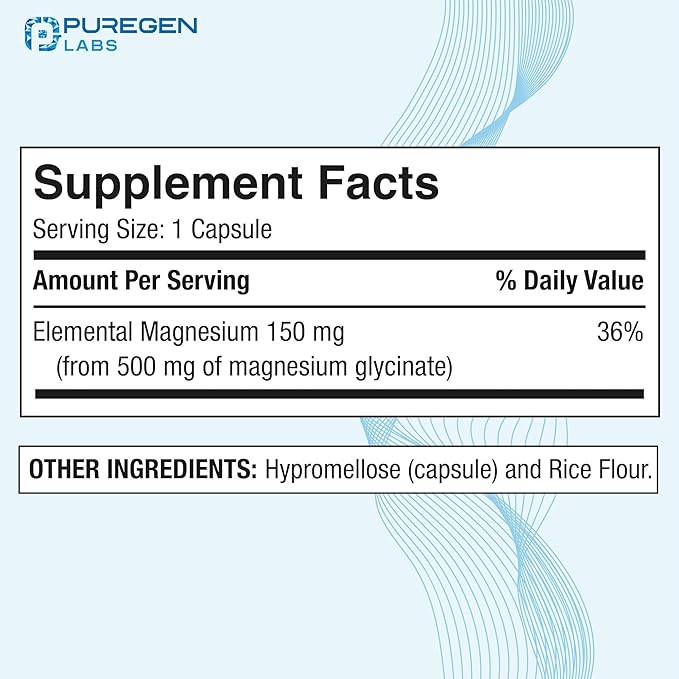 Magnesium Glycinate 500mg [High Potency] 120 Veggie Caps, Chelated for Superior Absorption | No Harmful Additives | Non-GMO, NO Gluten and Dairy, Supports Muscle, Joint, and Heart Health-Made in USA