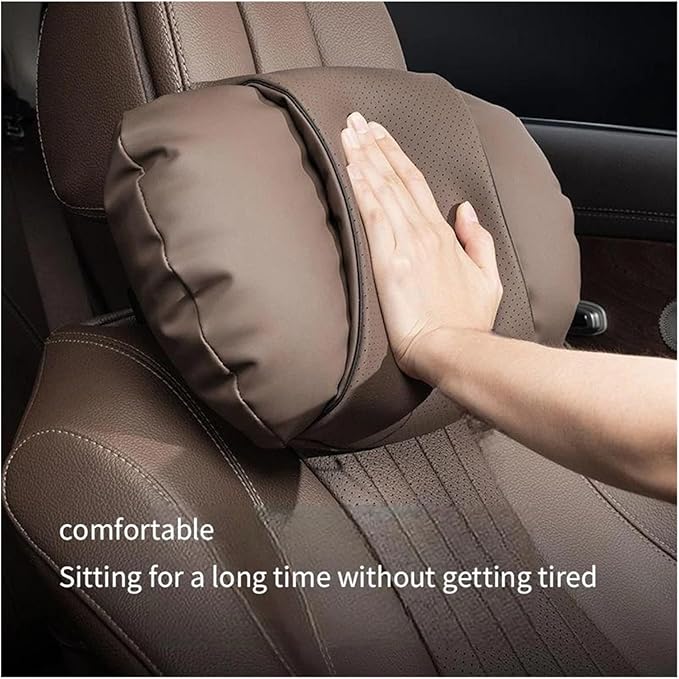1/2PCS PU Leather Car Neck Pillow & Lumbar Support Cushion, Breathable Universal Seat Headrest Waist Pad, Soft Support Cushion for Daily Driving and Travel(F Style)