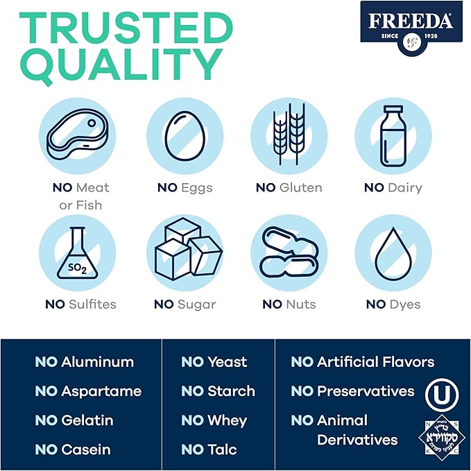 FREEDA Multivitamin - Iron Free Ultra Kosher Multi Vitamins Supplements for Women Health - Men’s Vitamins for Men Health - Multivitamins for Men & Women Adult Vitamins Multivitamin, 120