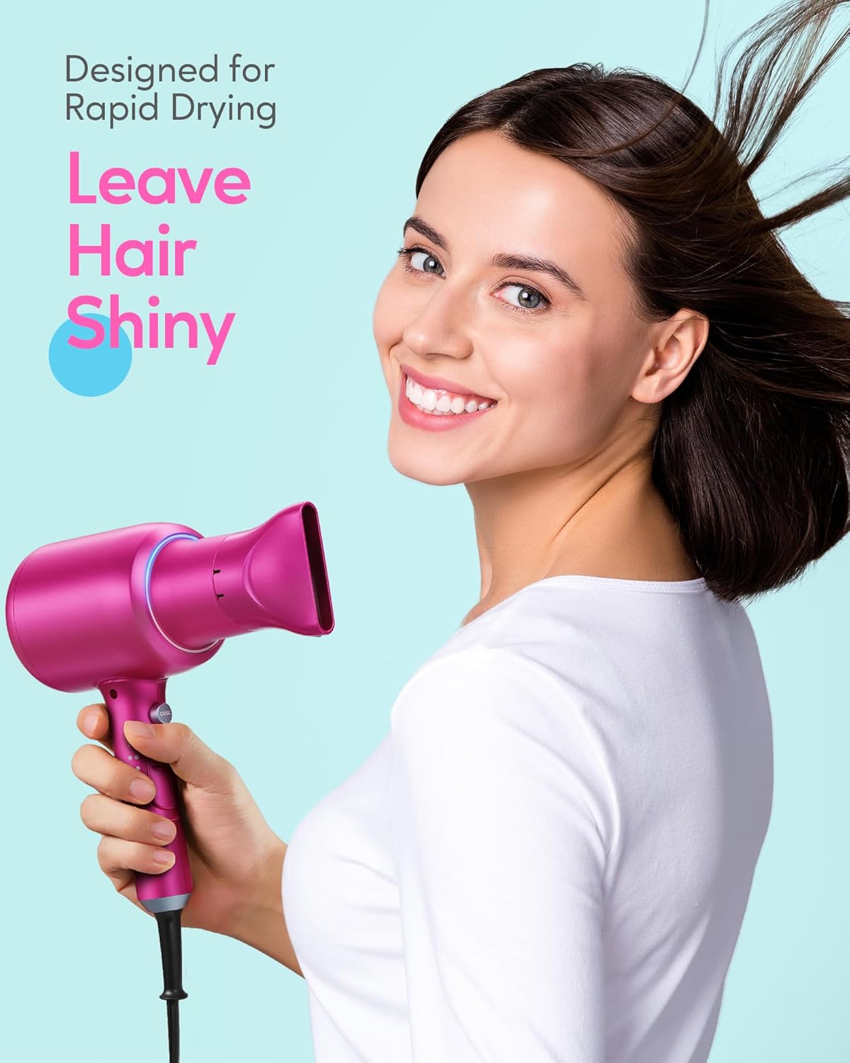 Wavytalk 1875W Ionic Hair Dryer | Diffuser & Comb for Curly Hair | Black