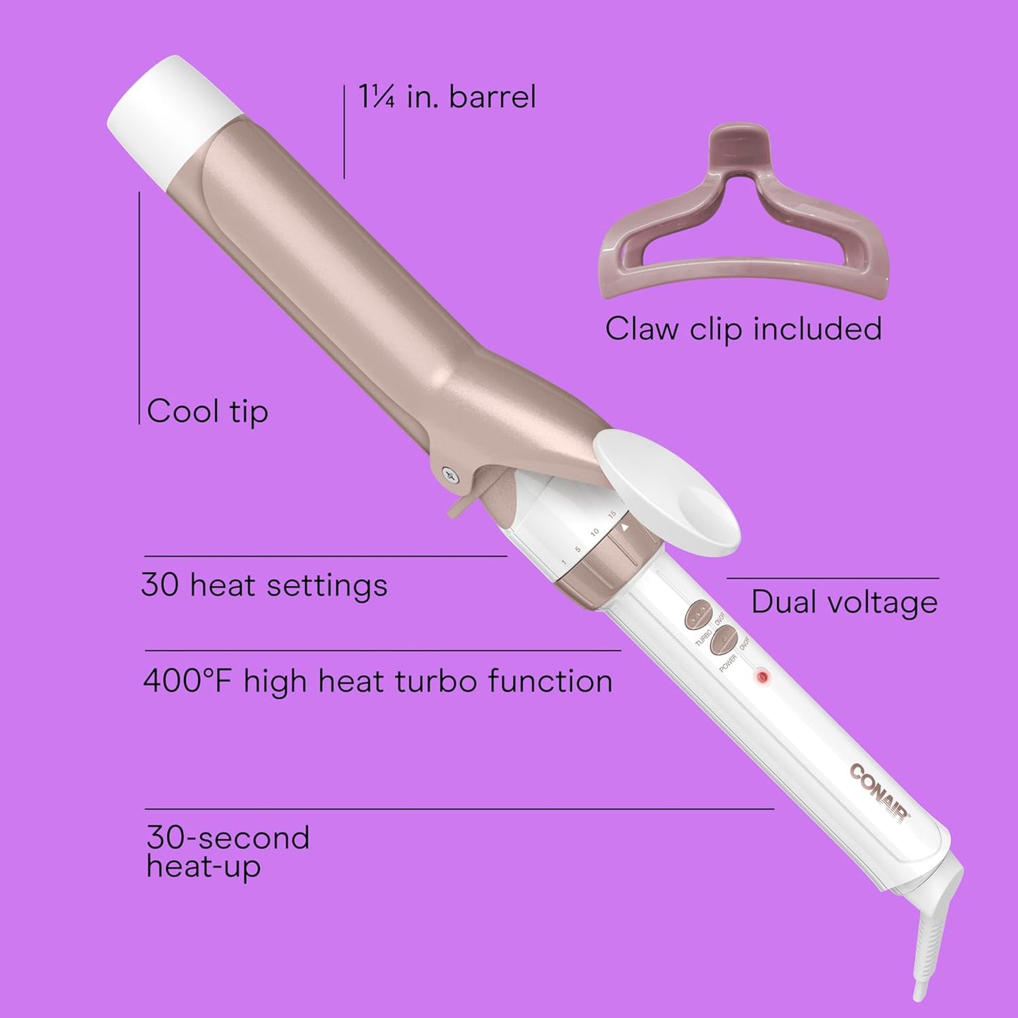 Conair Double Ceramic 1.5-Inch Curling Iron | Soft Waves for Medium/Long Hair