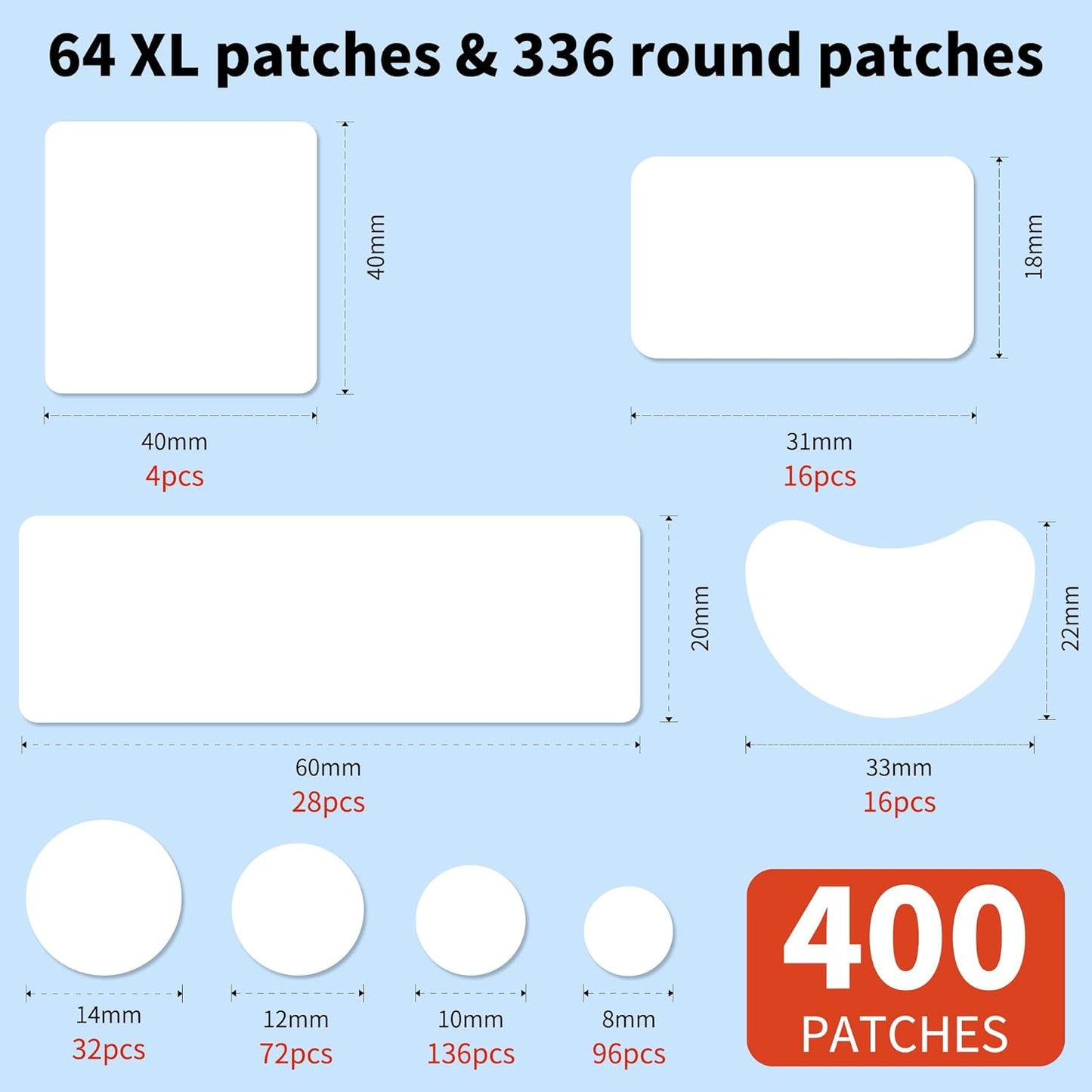 Large Hydrocolloid Acne Patches | 400 Count | Effective Zit Treatment