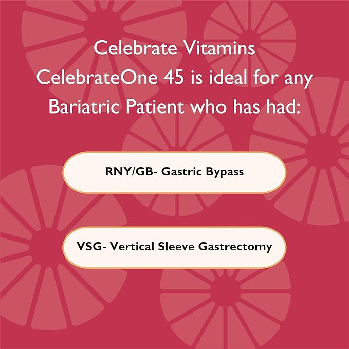 Celebrate Vitamins CelebrateONE 45 Chewables, 45mg Iron - One A Day Bariatric Multivitamin, Essential Vitamins & Minerals - Gastric Bypass & Sleeve Gastrectomy Supplement - Cherry (30 Tablets)