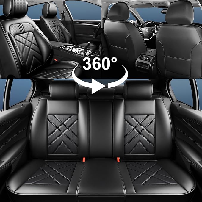 CX-30 Car Seat Covers Fit for Mazda CX-30 2020-2026, Full Coverage Premium Leather Waterproof Breathable Seat Covers, Automotive Seat Protectors, Airbag Compatible(Full Set Seats, Black Gray)