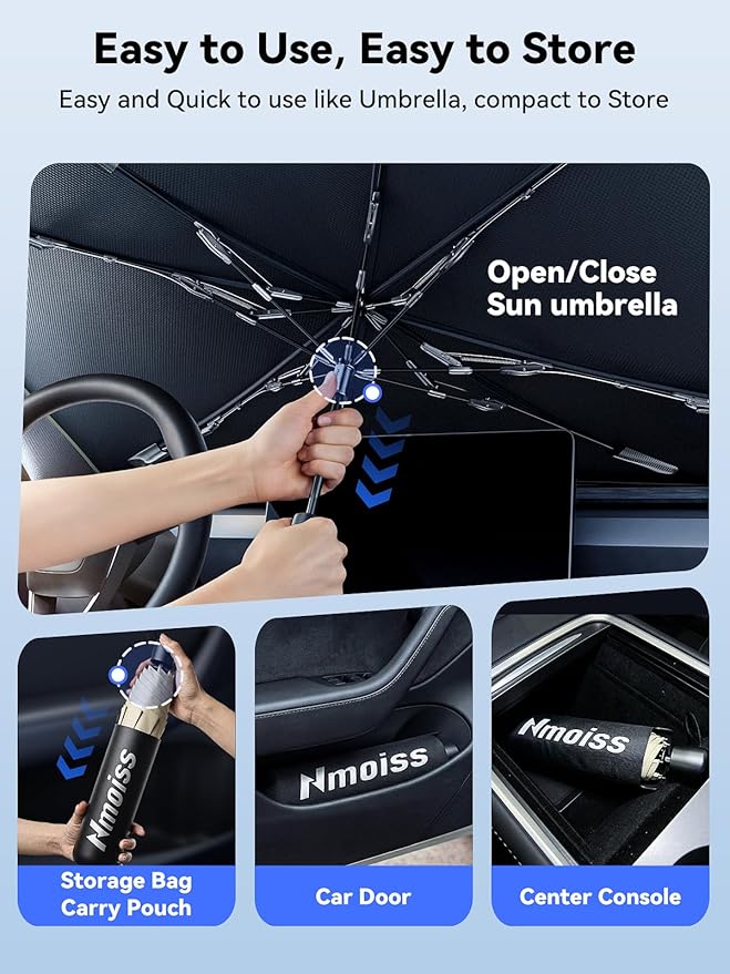 Windshield Sun Shade Umbrella for Honda CRV - [Vinyl Coating Heat Shield] Protect Car from Sun Rays & Heat Damage Keep Cool and Protect Interior, Spring Structure Edge