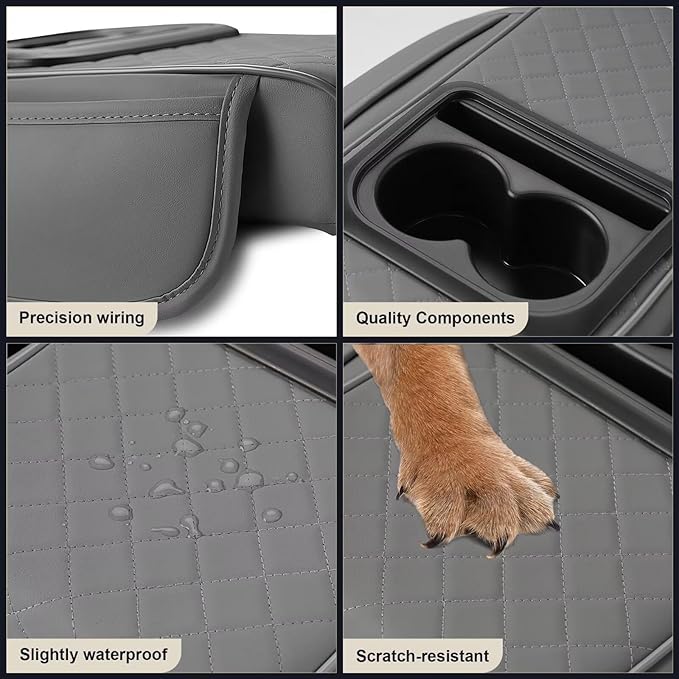 Center Console Cover Fit for Camry Faux Leather Car Armrest Cushion with Storage Bags, Cup Holder ＆ Phone Storage Multifunctional Middle Console Cover(Grey)