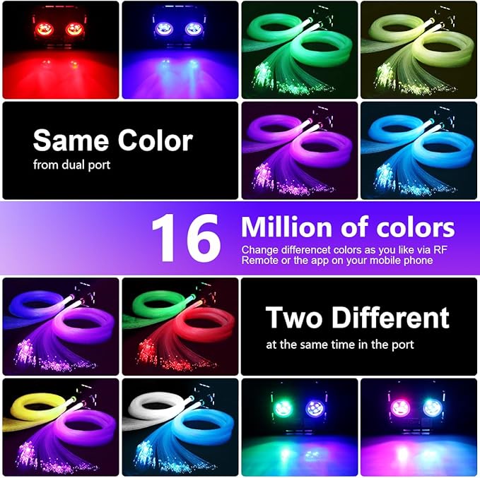 AZIMOM Updated Dual Color 50W Twinkle Fiber Optic Starlight Kits 1800pcs 0.03in 16.4ft Strands, RGB Meteor Shooting Star, Sound Activated APP/Remote Control Theater Ceiling Home Lobby Roof Decor