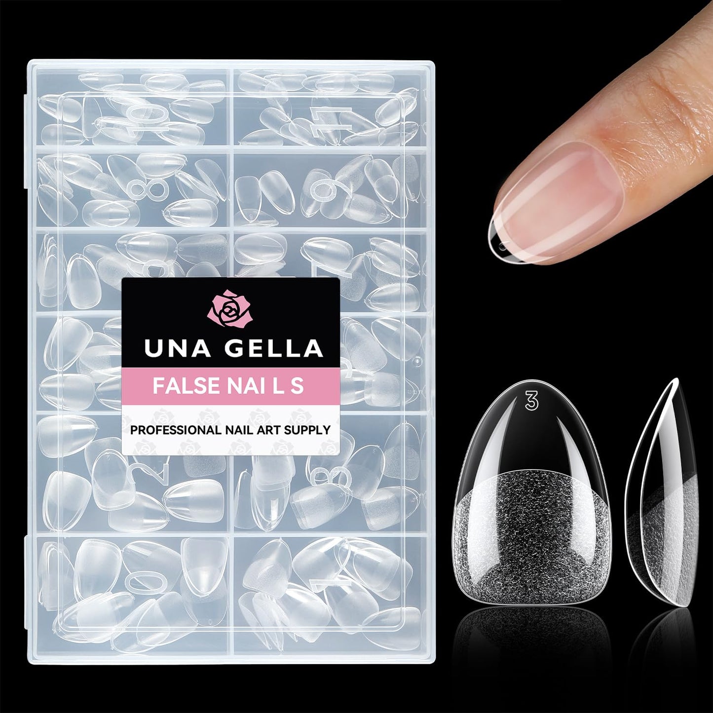 Almond Press-On Nails | 216 Pcs Full Cover Acrylic Tips | DIY Nail Extensions