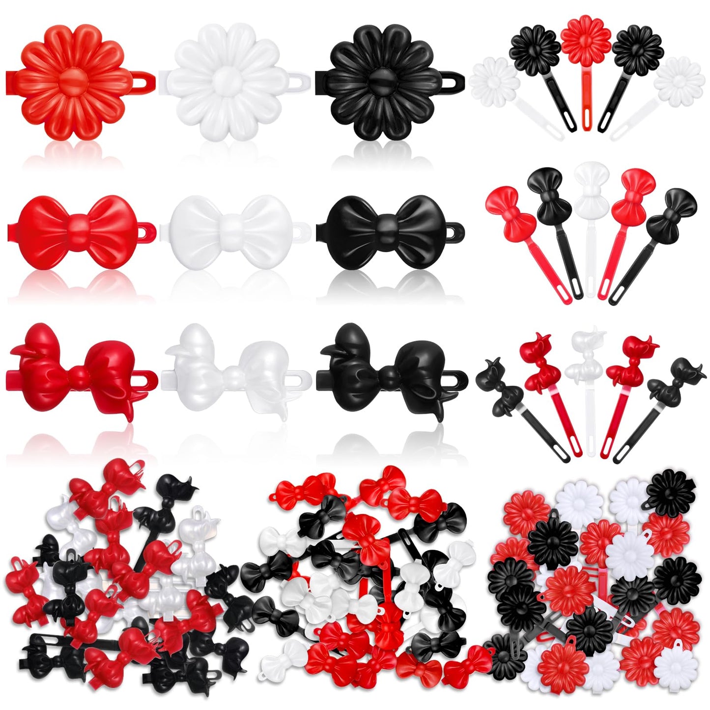 Janinka 72 Pieces Self-Hinged Plastic Barrettes - 80S/90S Retro Cartoon Hairpins In Colorful Designs For Toddlers (Black, White,