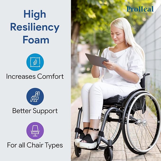 Gel Wedge Seat Cushion with Pommel, Bariatric 22" x 18" x 4" - 2" - Better Posture and Hip Positioning - High Density Foam and Pressure Redistribution Gel and Back, Tailbone, and Coccyx Support