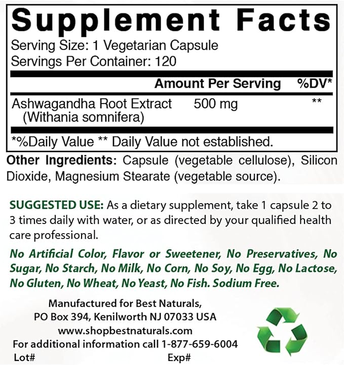 Best Naturals DIM Supplement 100 mg & Ashwagandha Extract 500 Mg