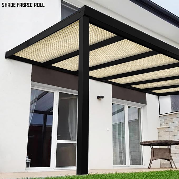 TANG Sun Shade Fabric Roll 8'x97' Shade Cloth for Garden Beige HDPE Mesh Shading Pergola Cover Replacement Canopy, 95% Blockage Sunshades for Outdoor Patio Backyard Plant