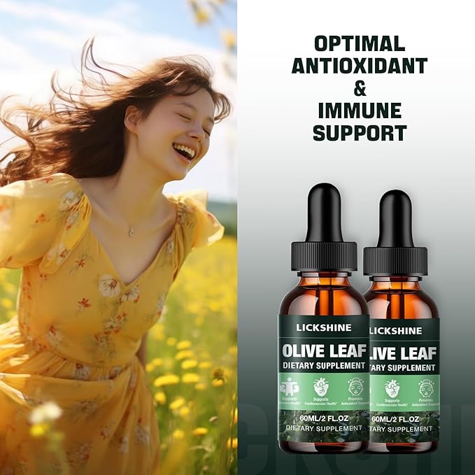 1 Pack 1000MG Olive Leaf Liquid Extract - Organic Olive Leaf Drops Supplement Tincture for Better Absorption - Immune & Heart Support Gluten-Free, Non-GMO, Vegan, 2 Fl Oz