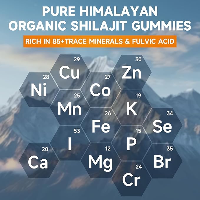 Shilajit Gummies 1000mg Sugar Free - Pure Himalayan Shilajit Supplement for Men & Women - High in 85+ Trace Minerals & Fulvic Acid - Energy, Brain, Immunity - 60 Gummies