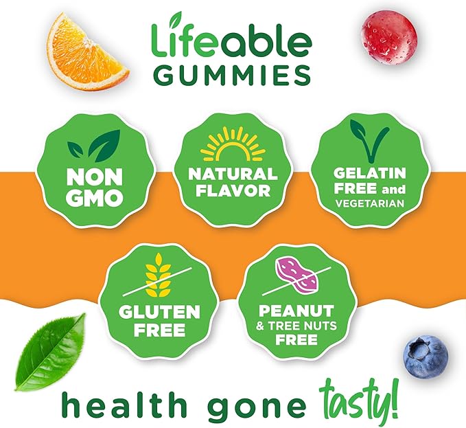 Lifeable Multivitamin with Iron for Adult | 13 Essential Vitamins and Minerals for Men and Women | Great Tasting Naturally Sourced Berry Flavor | Vegetarian Non-GMO | 90 Gummies