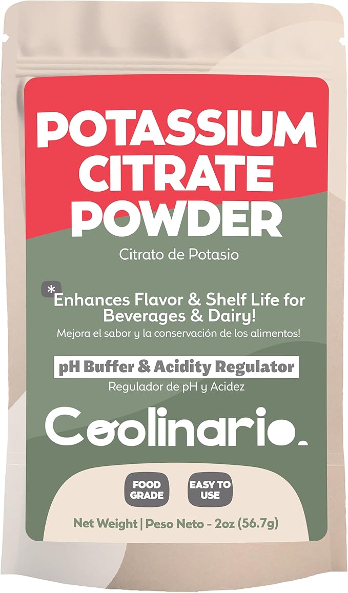 Potassium Citrate Powder (2 Oz) pH Buffer & Acidity Regulator for Beverages & Dairy | Enhances Flavor & Shelf Life | Perfect for Sports Drinks, Cheese & Jams | Food Grade