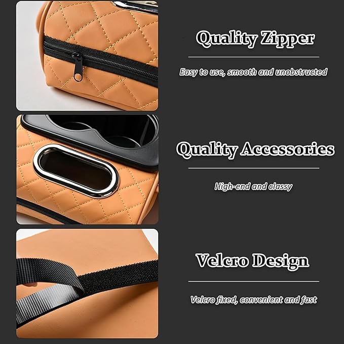 Car Center Console Cover for Hyundai Tucson 2021-2024, Leather Armrest Cushion Protector Pad with Tissue Box Holder Storage Pockets Cup Holder Phone Slot, D/Gray