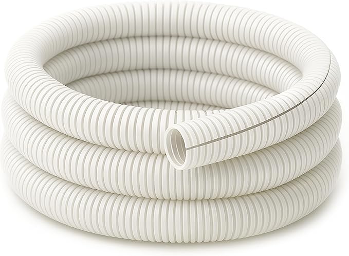 Electriduct Split Wire Loom Tubing Polyethylene Corrugated Flexible Conduit - 1" Nominal Size - 50 Feet - White