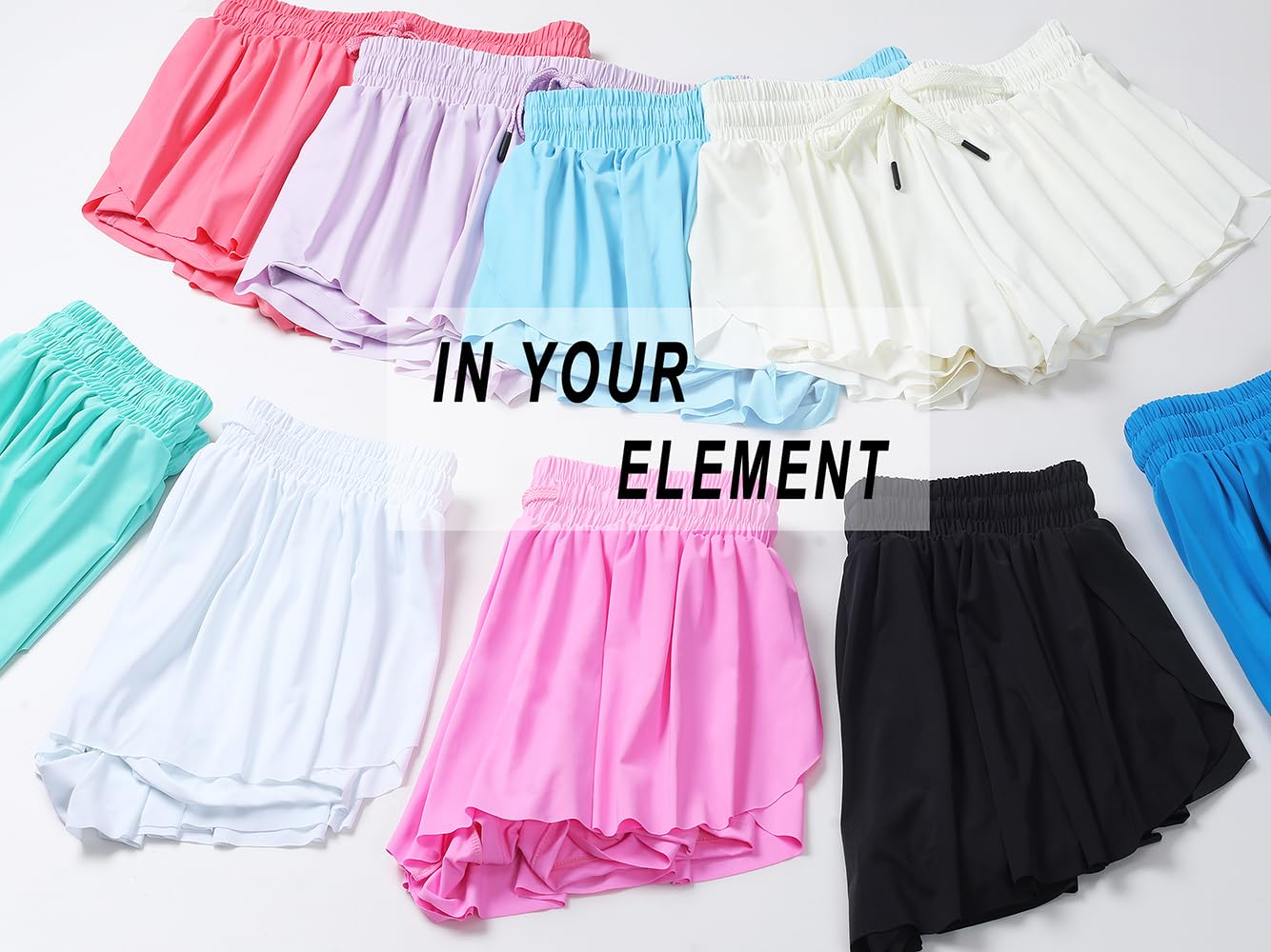 AIOIC Girls Butterfly Shorts Kids Flowy Shorts 2-in-1 Youth Butterfly Skirts with Pocket