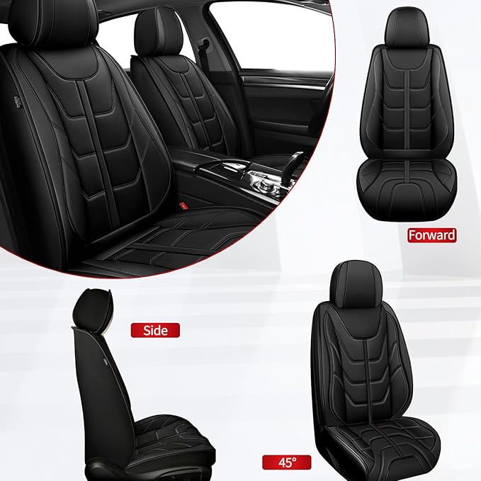 TTX LIGHTING Car Seat Covers fit for Toyota Corolla 1994-2019 Front Seat: Premium Leather Automotive Seat Cover with Airbag Compatible Waterproof (2 Seats, Black)