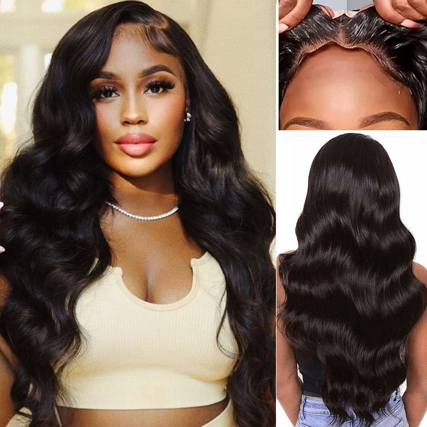 Ulovmly 5X5 Body Wave Closure Wig Wear And Go Glueless Wigs Human Hair With Elastic Band 28 Inch 5X5 Hd Lace Closure Wigs Human