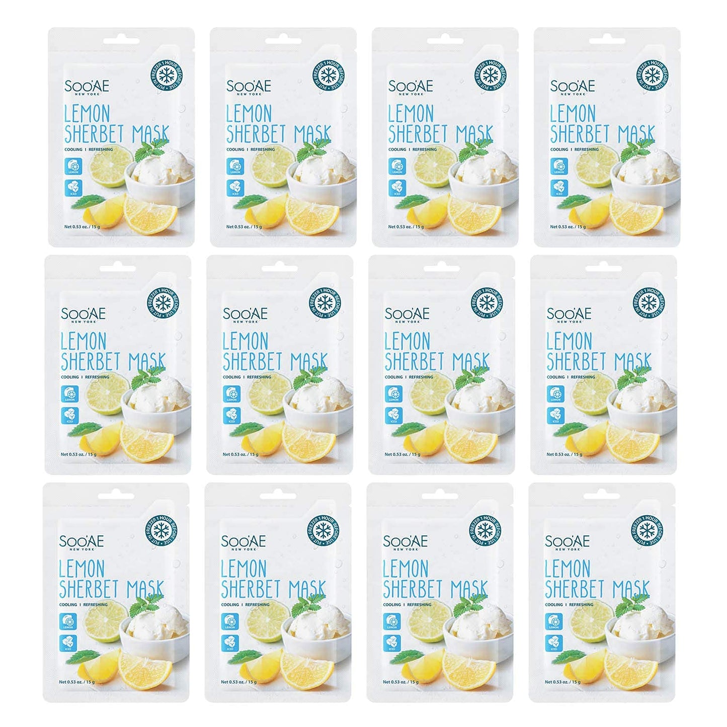 Soo'Ae Lemon Sherbet Mask, Cooling & Refreshing, 12 Count