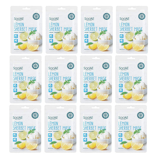 Soo'Ae Lemon Sherbet Mask, Cooling & Refreshing, 12 Count