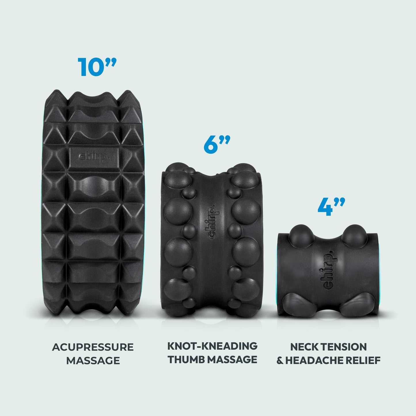Chirp Wheel XR Massage Roller for Neck & Headache Relief – Rejuvenate Body, Spinal Care & Tension Through Thumb Pressure Release | High-Density Foam for Physical Therapy, 500lbs Capacity, 4" Mint