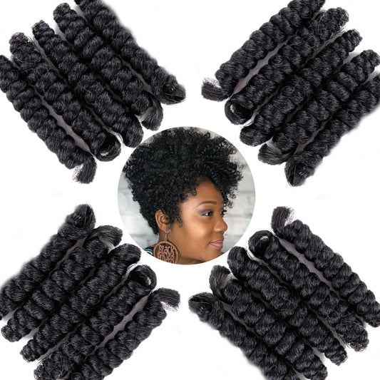 Queentas 6 Packs 10Inches 6Mm Small Toni Curl Carrie Curl Crochet Hair For Women Short Black Curly Crochet Synthetic Hair Extens