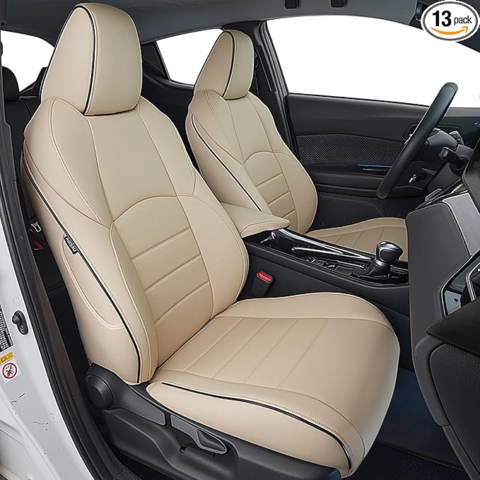 HKZ Fit RAV4 Car Seat Covers Set for Toyota RAV4 2021-2024 Prime SE,XSE & 2019 2020 2021 2022 2023 2024 2025 Hybrid/PHEV SE,XSE - 5 Seats Full Set Leather(Beige)