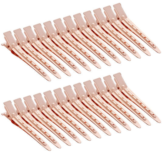 24 Packs Duck Bill Clips, Bantoye 2.75 Inches Rustproof Metal Alligator Curl Clips With Holes For Hair Styling, Hair Coloring, R