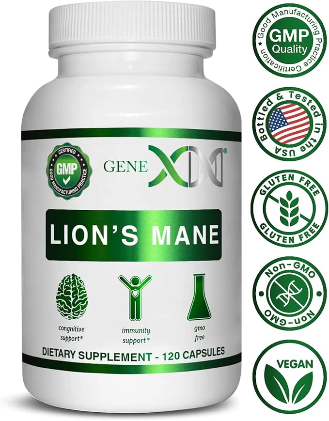 Genex Formulas Lions Mane Supplement with 100% Lions Mane Extract (3 Pack) - Nootropics Brain Support Supplement for Brain Boost, Focus, Mental Clarity, Natural Energy, 1000mg/serving - (360 Capsules)