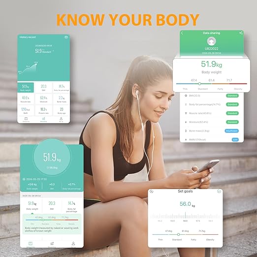 Professional Body Fat Scale, Most Accurate Digital Smart Bathroom Scale for Body Weight LED Display 18 Body Composition Metrics BMI, Free APP Weight Scale Composition Analyzer 400lb