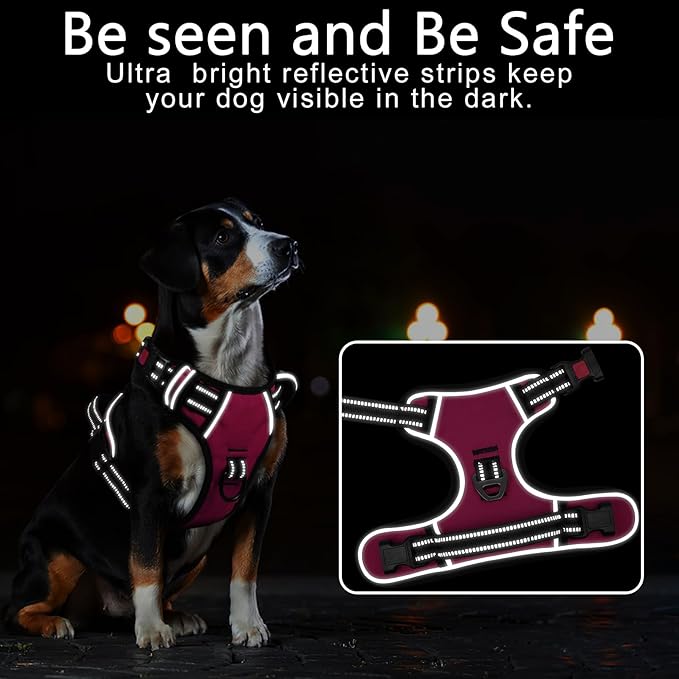 Timos No Pull Dog Harness, No Choke Front Lead Dog Reflective Harness, Adjustable Soft Padded Pet Vest with Easy Control Handle for Small Medium Large Dogs, S
