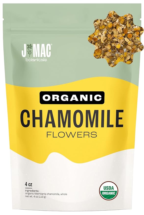 J MAC BOTANICALS, Organic Chamomile Flowers, Whole Dried Chamomile Flower, Loose Leaf Tea