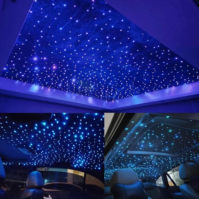 AKEPO 16W RGBW APP Twinkle Fiber Optic Lights, Small Size Music Activated 450pcs 0.03in 9.8ft/3m Optical Fiber Star Ceiling Light Kit for Car Headliner Star/Home